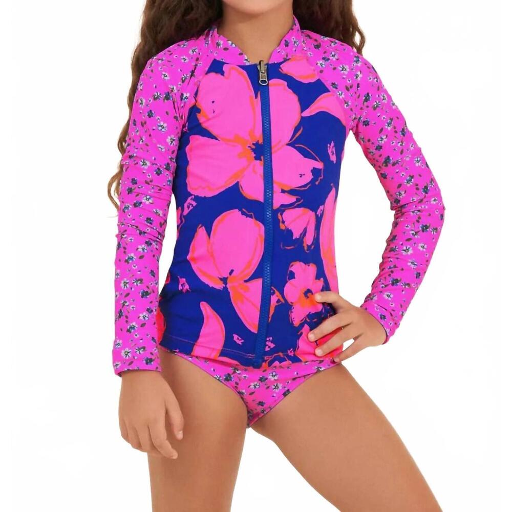 NEW MAAJI girls' happy flower cherish rashguard set in pink